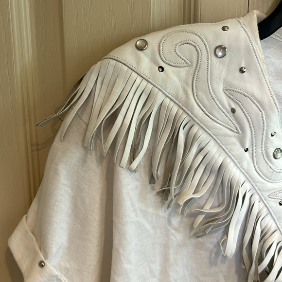 Ami Ali Womans Western Shirt White w Fringe Shirt One Size Fits All - Picture 2 of 6